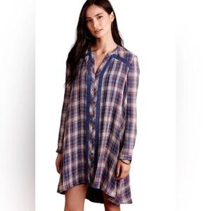 Holding Horses Anthropologie Abita Plaid Long Sleeve Dress